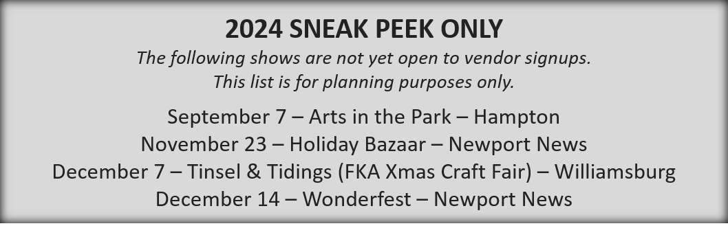 Sneak Peek at remaining but unopened events this year